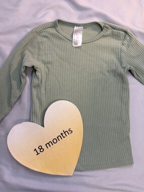 H&M - Organic Cotton Kids Green Ribbed Long Sleeve Shirt